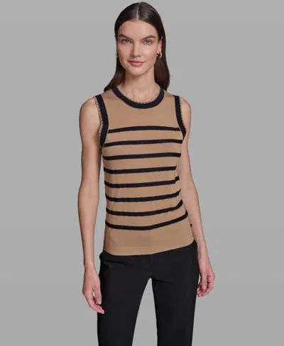 Karl Lagerfeld Women's Sleeveless Stripe Sweater In Multi