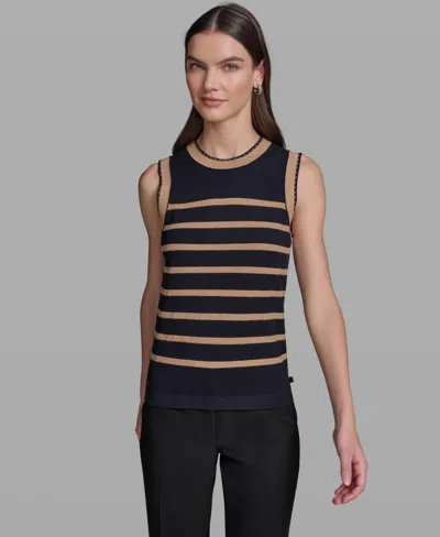 Karl Lagerfeld Women's Sleeveless Stripe Sweater In Multi