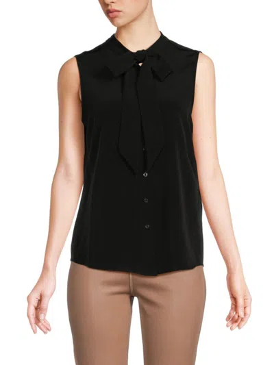 Karl Lagerfeld Women's Sleeveless Tie Front Blouse In Black