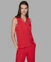 Karl Lagerfeld Women's Sleeveless V-neck Blouse Top In Red