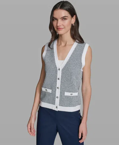 Karl Lagerfeld Women's Sleeveless V-neck Sweater Vest In Gray