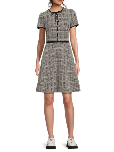 Karl Lagerfeld Women's Small Grid Knit A-line Minidress In Black