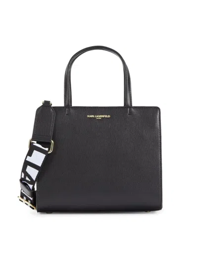 Karl Lagerfeld Women's Small Maybelle Two-way Satchel In Black Gold