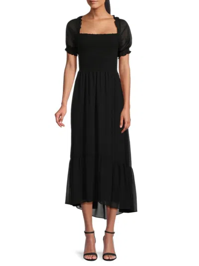 Karl Lagerfeld Women's Smocked Midi Dress In Black