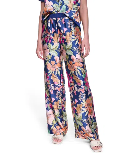 Karl Lagerfeld Women's Soft Floral Print Pull-on Pants In Multi