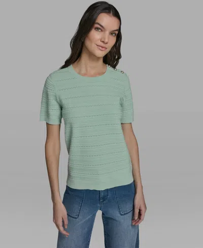 Karl Lagerfeld Women's Solid Crewneck Sweater In Green