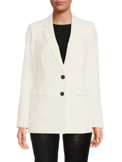 Karl Lagerfeld Women's Solid Mid Blazer In Soft White