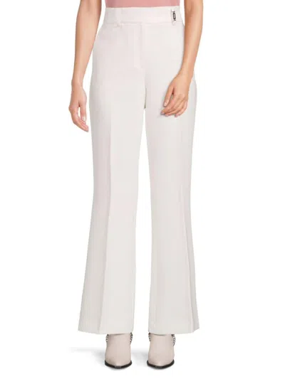 Karl Lagerfeld Women's Solid Pleated Pants In Soft White