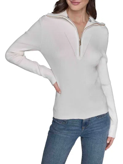 Karl Lagerfeld Women's Solid Ribbed Sweater In White