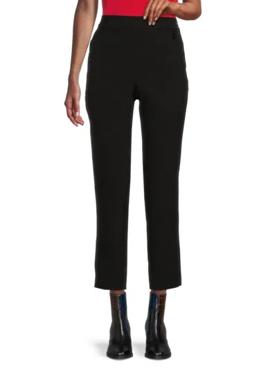 Karl Lagerfeld Women's Solid Slim Fit Pants In Black