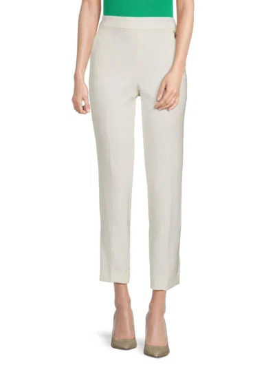 Karl Lagerfeld Women's Solid Slim Fit Pants In Soft White