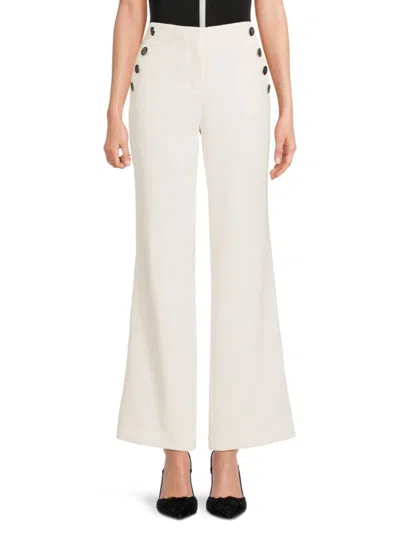 Karl Lagerfeld Women's Solid Wide Leg Pants In Soft White