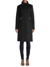Karl Lagerfeld Women's Zip-front Boucle Coat, Created For Macy's In Black