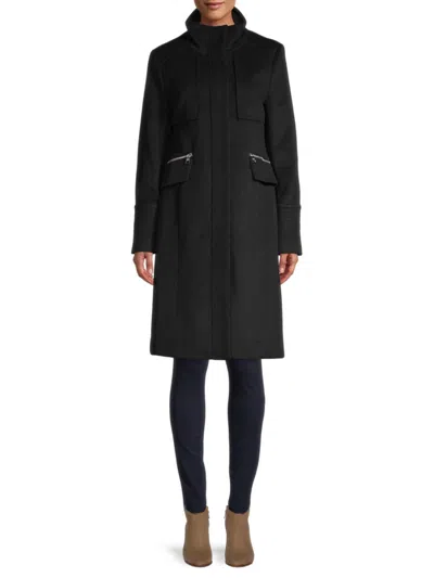 KARL LAGERFELD WOMEN'S STAND COLLAR WOOL COAT