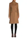 Karl Lagerfeld Women's Stand Collar Wool Coat In Brown