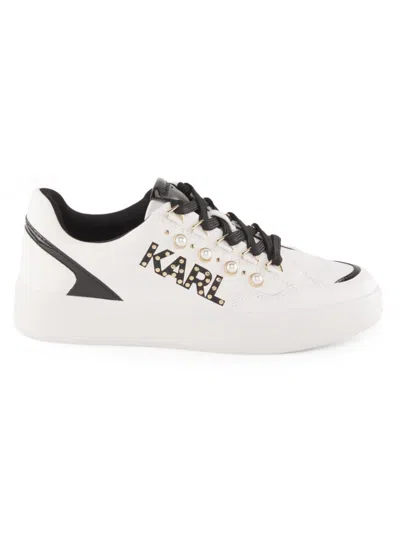 Karl Lagerfeld Women's Stazie Embellished Logo Low-top Sneakers In White