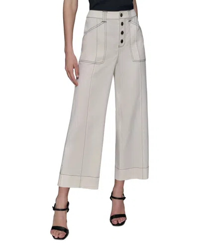 Karl Lagerfeld Women's Stitch-trimmed Cropped Pants In White