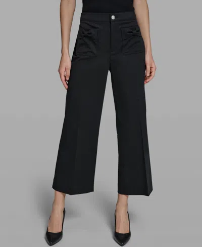 Karl Lagerfeld Women's Straight Bow Pocket Pants In Black