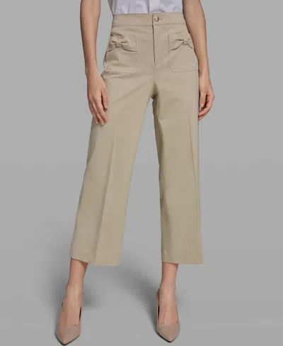 Karl Lagerfeld Women's Straight Bow Pocket Pants In Neutral