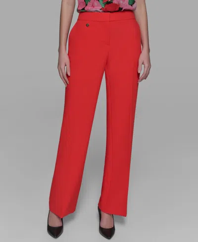 Karl Lagerfeld Women's Straight-leg Creased Pants In Apple Red
