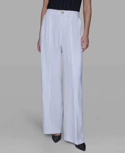 Karl Lagerfeld Women's Straight Pocket Detail Pants In White