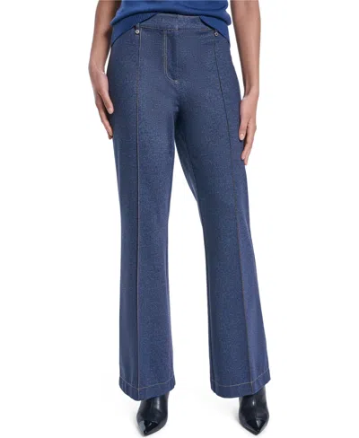 Karl Lagerfeld Women's Straight-leg Mid-rise Pants In Navy