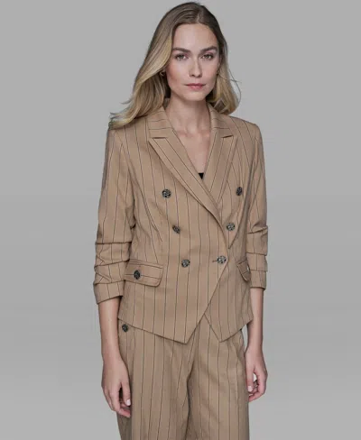 Karl Lagerfeld Women's Striped Collar Blazer In Brown