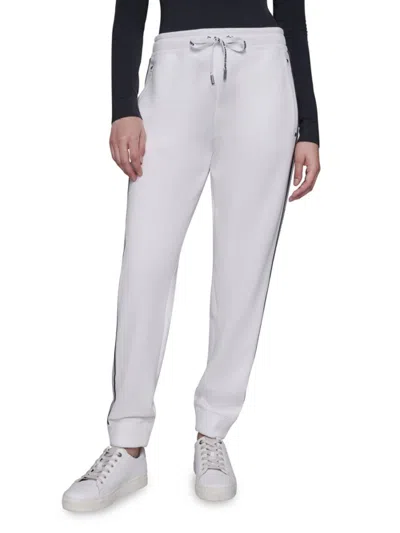Karl Lagerfeld Women's Striped Drawstring Sweatpants In White