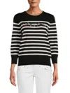 Karl Lagerfeld Women's Striped Embellished Sweatshirt In Black