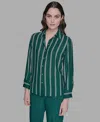 Karl Lagerfeld Women's Striped Faux-pearl Shirt In Green
