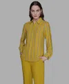 Karl Lagerfeld Women's Striped Faux-pearl Shirt In Yellow
