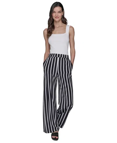 Karl Lagerfeld Women's Striped Pull-on Pants In Multi