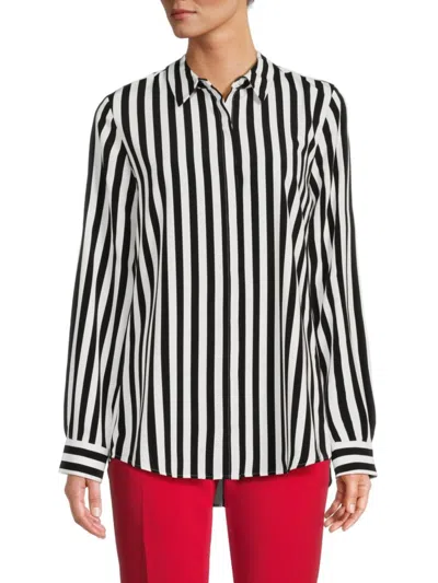 Karl Lagerfeld Women's Striped Shirt In Black Soft White