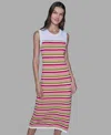 Karl Lagerfeld Women's Striped Sleeveless Sweater Dress In Multi