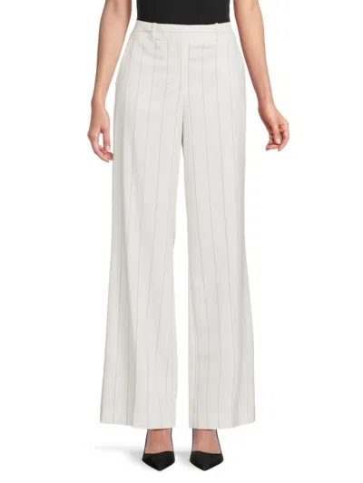 Karl Lagerfeld Women's Pinstriped Wide-leg Pants In Soft White