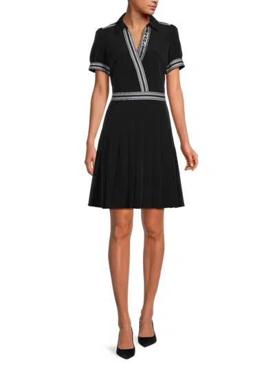 Karl Lagerfeld Women's Striped Wrap Mini Dress In Black