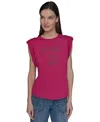 Karl Lagerfeld Plus Size C'est La Vie Extended-shoulder Top In Pink
