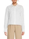 Karl Lagerfeld Women's Studded Cotton Shirt In White