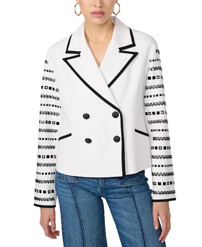 Karl Lagerfeld Women's Studded-sleeve Jacket In Soft White