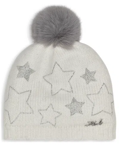 Karl Lagerfeld Women's Studded Star Detail Beanie In Gray