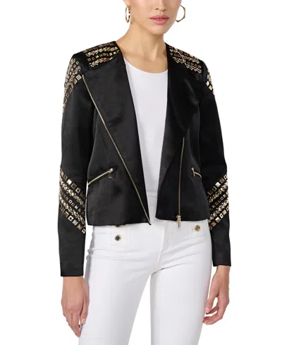 Karl Lagerfeld Women's Studded Zipper Jacket In Black