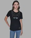Karl Lagerfeld Women's Sunglasses Printed Pull-on T-shirt In Black