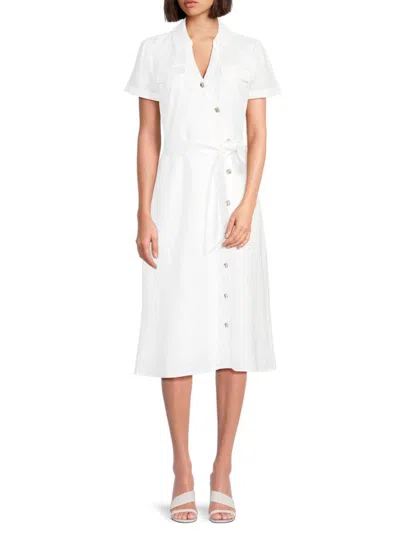 Karl Lagerfeld Women's Surplice Button-front Linen Dress