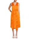 Karl Lagerfeld Women's Surplice Ruffled Midi Dress In Orange