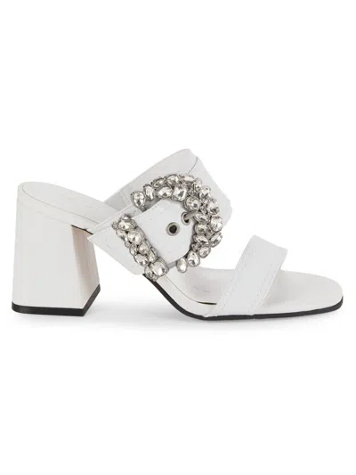 Karl Lagerfeld Women's Sylvie Buckle Leather Sandals In Bright White