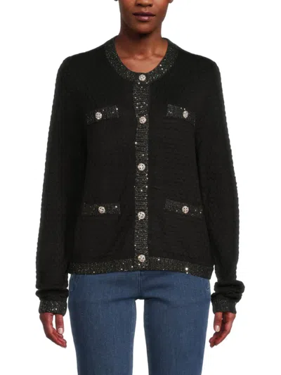 Karl Lagerfeld Women's Textured Cardigan In Black
