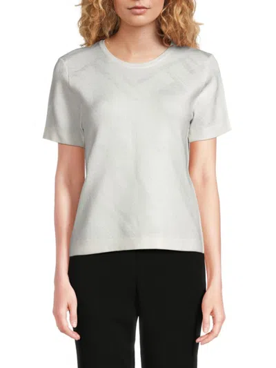 Karl Lagerfeld Women's Textured Crewneck Top In Soft White