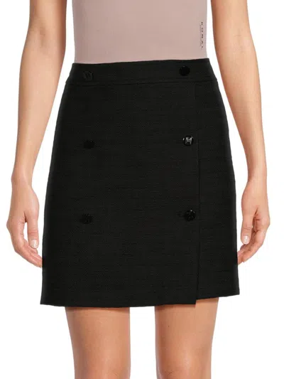 Karl Lagerfeld Women's Button Front Tweed Mini Skirt In Black