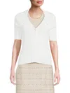 Karl Lagerfeld Women's Textured Striped Cardigan In Soft White