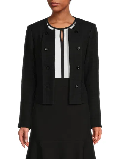 Karl Lagerfeld Women's Textured Tweed Blazer In Black